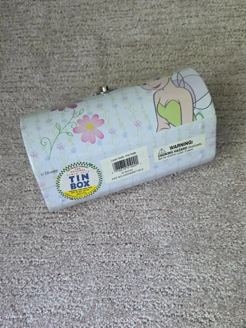 Lot Vintage Disney Fairy TINKER BELL Round Backpack and Beaded Handled Tin Box